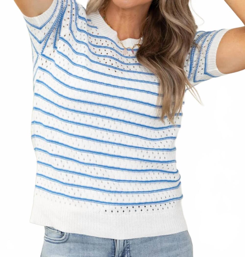 NEW STACCATO ivy stripe knit top in blue